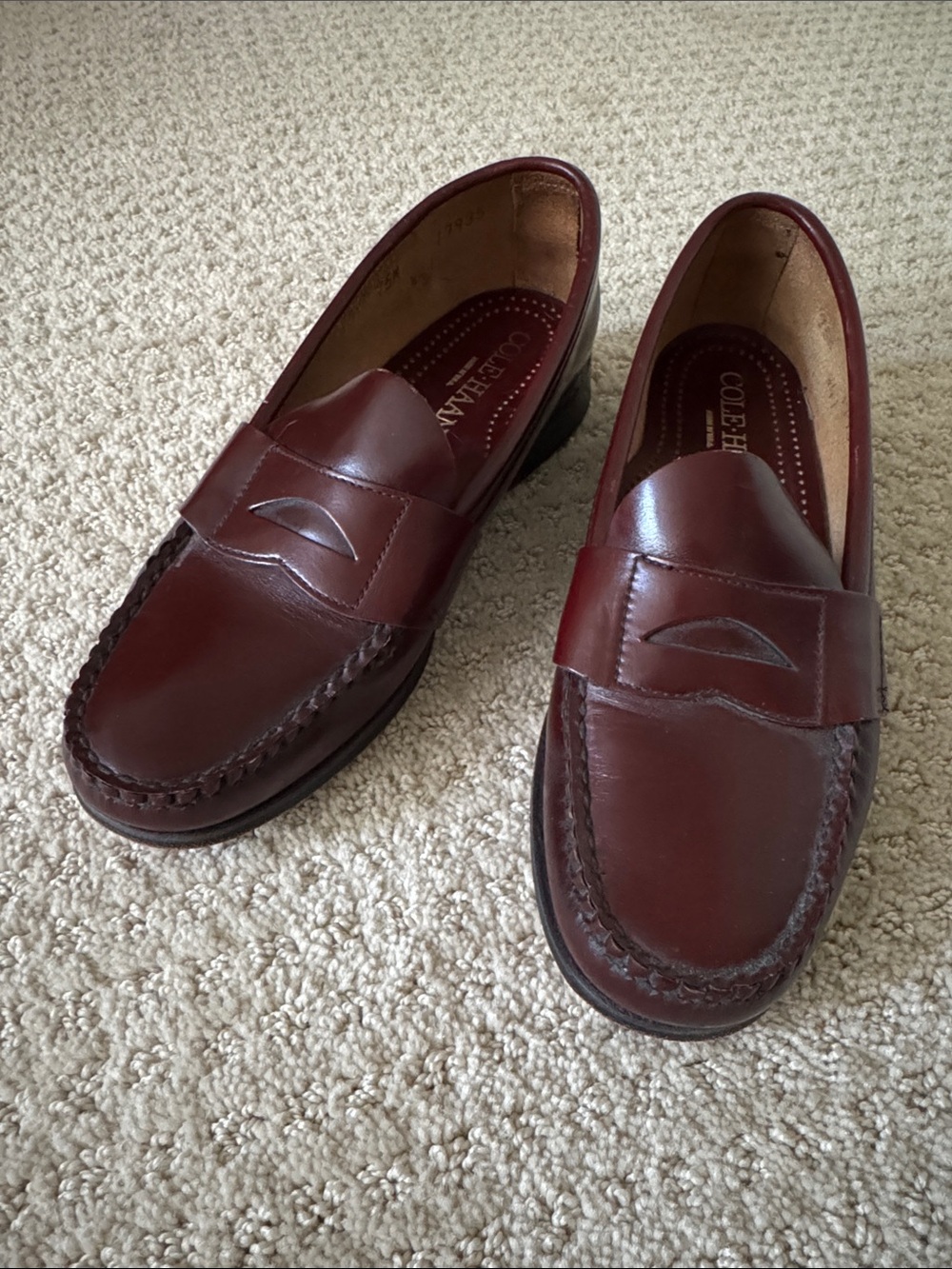 Vintage 90s Cole Haan Women's Burgundy Leather Penny Loafers Made in USA 7.5